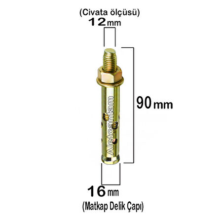 Aletçantam Çelik Dübel Gömlekli 12x90 (16mm) - 10 adet