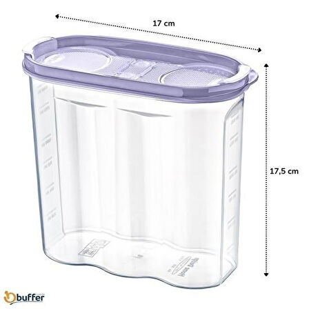 CT-STONES® 2 Kapaklı Ölçekli Erzak Kuru Gıda Saklama Kutusu Kabı - 1,7 Litre - SA935