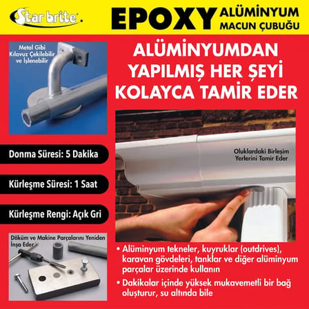 Starbrite® - Epoksi Alüminyum Tamir Macunu (114 g): Alüminyum Yüzeyler İçin Su Altında Çalışan, Çelik Gibi Sağlam Acil Tamir Çözümü!