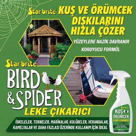 starbrite® - kuş ve örümcek lekesi temizleyici (650 ml): doğal formülle dışkı lekelerine son, cilaya zarar vermeyen anında temizlik!