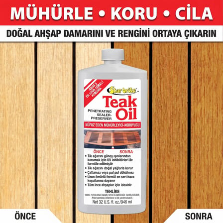 Starbrite® - Klasik Tik Yağı - 3. Adım (946 ml): Ahşaplarınız İçin Su Geçirmez Kalkan, Güneşe ve Zorlu Hava Koşullarına Karşı Uzun Ömürlü Koruma!