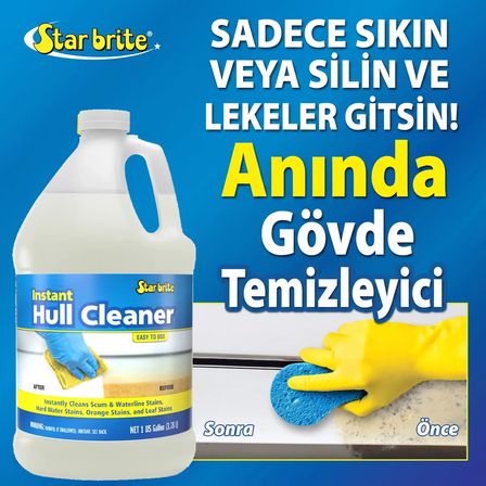 Starbrite® - Hızlı Tekne Gövde Temizleyici (3.79 Lt): Hidroklorik Asit İçermeyen Güvenli Formülle Su Hattı Sararmalarına ve Pas Lekelerine 2 Dakikada Son!