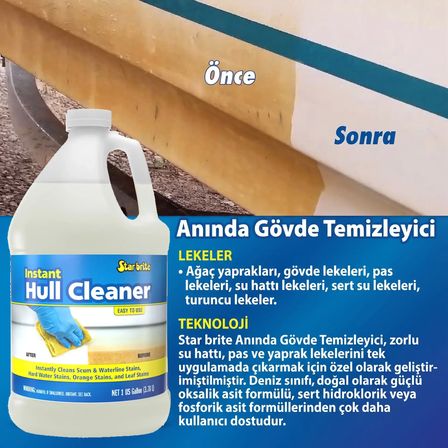 Starbrite® - Hızlı Tekne Gövde Temizleyici (3.79 Lt): Hidroklorik Asit İçermeyen Güvenli Formülle Su Hattı Sararmalarına ve Pas Lekelerine 2 Dakikada Son!
