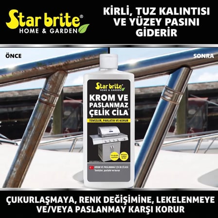 Starbrite® -  Krom ve Paslanmaz Çelik Parlatıcı (237 ml): Metal Aksamlarınızda Sert Ovmaya Son, Tuz ve pasa Karşı Uzun Ömürlü Ayna Parlaklığı!
