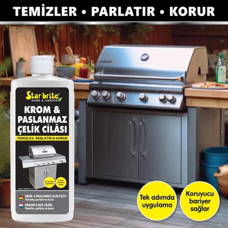 Starbrite® -  Krom ve Paslanmaz Çelik Parlatıcı (237 ml): Metal Aksamlarınızda Sert Ovmaya Son, Tuz ve pasa Karşı Uzun Ömürlü Ayna Parlaklığı!