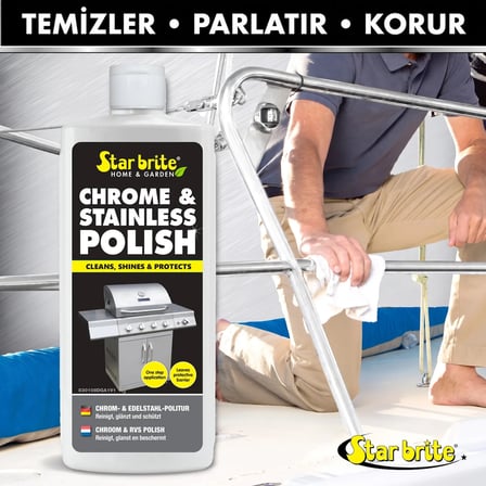 Starbrite® -  Krom ve Paslanmaz Çelik Parlatıcı (237 ml): Metal Aksamlarınızda Sert Ovmaya Son, Tuz ve pasa Karşı Uzun Ömürlü Ayna Parlaklığı!