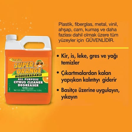 Starbrite® - Super Orange Çok Amaçlı Turunçgilli Temizleyici ve Yağ Sökücü (3.79 Litre): Narenciyenin Doğal Gücüyle En İnatçı Yağlara ve Yapışkanlara Son!