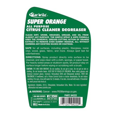 Starbrite® - Super Orange Çok Amaçlı Turunçgilli Temizleyici ve Yağ Sökücü (650 ml)  Narenciyenin Doğal Gücüyle En İnatçı Yağlara ve Yapışkanlara Son!