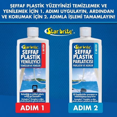 Starbrite® - Şeffaf Plastik Çizik Giderici - 2. Adım (237 ml): Teknelerinizdeki Sararmış ve Matlaşmış Plastiklere İlk Günkü Berraklığını Geri Verin!