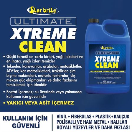 Starbrite® - Güçlü Çok Amaçlı Tekne Temizleyici (3.79 Lt) Ultimate Xtreme Clean:  Büyük Tekneler İçin Ekonomik Güç, Ovmasız Derinlemesine Temizlik!