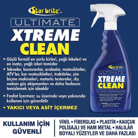 Starbrite® - Güçlü Çok Amaçlı Tekne Temizleyici (650 ml) Ultimate Xtreme Clean : Balık Kanı, Yağ ve İnatçı Lekelere Karşı Ovmasız Kesin Çözüm!