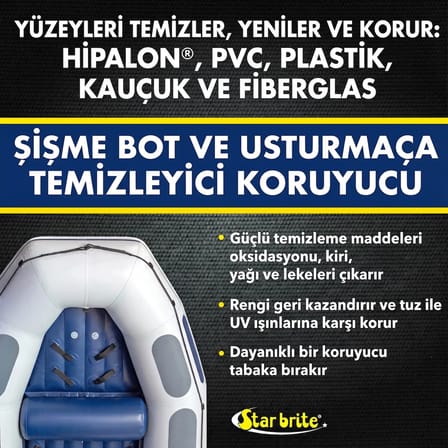 Starbrite® - Şişme Bot ve Usturmaça Ağır Hizmet Temizleyici (473 ml): Botunuzu Zahmetsizce Yenileyin, UV ve Tuz Sularına Karşı Zırhla Donatın!