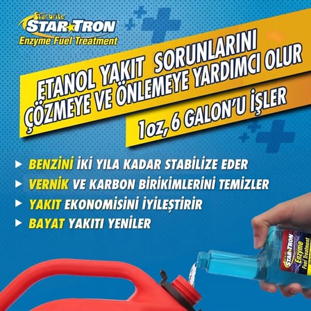 Starbrite® - Star Tron Enzim Katkılı Benzin Katkısı (473 Ml): Etanol Sorunlarına Son, Benzinli Motorlar İ̇Çin Enzim Gücüyle Profesyonel Koruma!