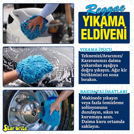 Starbrite® - Yıkama Eldiveni Mikrofiber Reggae: Çizmeyen Süper Emiş Gücü, Islak ve Kuru Kullanım Konforu!