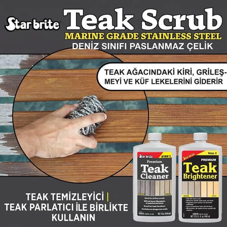 Starbrite® - Tik Ovma Teli ''Magic Scrub'' (Paslanmaz Çelik): Tik Ahşaplardaki İnatçı Kir ve Küflere Karşı Profesyonel Çözüm!