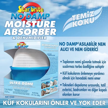 Starbrite® - No Damp® Ultra Dome Kubbe Nem Alıcı (680 g/3.79 Lt): 50 m³ Alanda Maksimum Nem Kontrolü, Rutubete ve Küf Kokularına Çözüm!