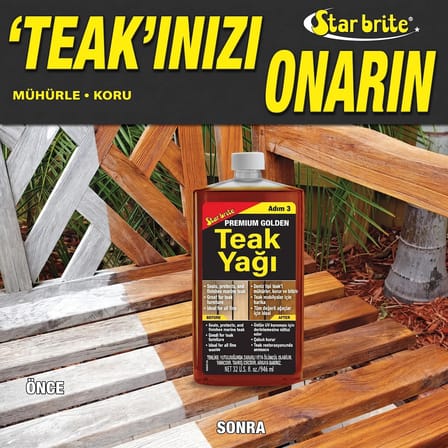 Starbrite® - Premium Altın Sarısı Tik Yağı - 3. Adım (473 ml): Standart Yağlardan 6 Kat Daha Dayanıklı, Tik Ahşaplarınız İçin Mükemmel Altın Parıltısı!