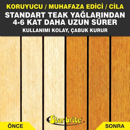 Starbrite® - Premium Altın Sarısı Tik Yağı - 3. Adım (473 ml): Standart Yağlardan 6 Kat Daha Dayanıklı, Tik Ahşaplarınız İçin Mükemmel Altın Parıltısı!