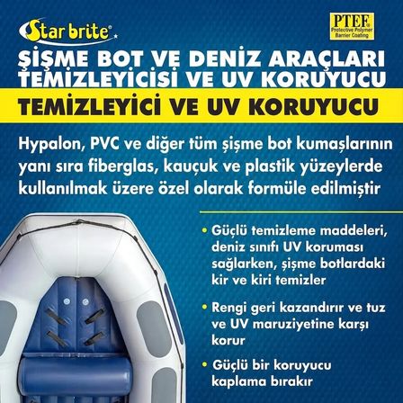 Starbrite® - PTEF Katkılı Şişme Bot Temizleyici ve Koruyucu (950 ml): Hypalon ve PVC Botlarınız İçin Güneş Zırhı ve Kusursuz Temizlik!