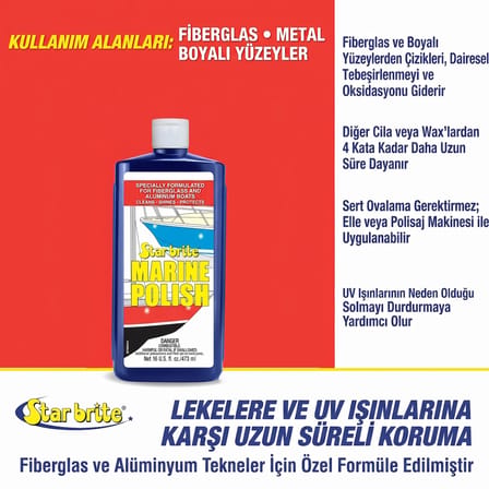 Starbrite® - Klasik Marin Cila (473 ml): Standart Cilalardan 4 Kat Daha Dayanıklı, Matlaşmış Yüzeylere Uzun Ömürlü Parlaklık ve UV Zırhı!