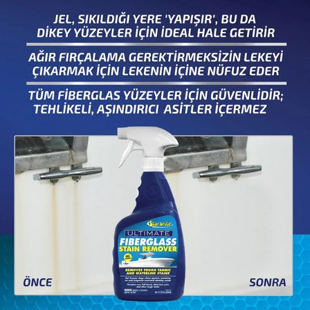 Starbrite® - Jel Formüllü Fiberglas Leke Çıkarıcı (950 ml): Su Hattı Sararmalarına ve Pas Lekelerine Elveda, Zahmetsiz Beyazlık!