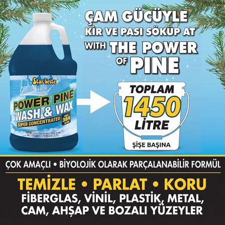 starbrite® - tekne şampuanı ve cila (3.79 l) power pine çam özlü konsantre: çamın doğal gücüyle derinlemesine temizlik ve uzun ömürlü vaks koruması!
