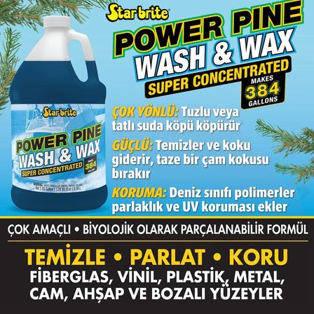starbrite® - tekne şampuanı ve cila (3.79 l) power pine çam özlü konsantre: çamın doğal gücüyle derinlemesine temizlik ve uzun ömürlü vaks koruması!