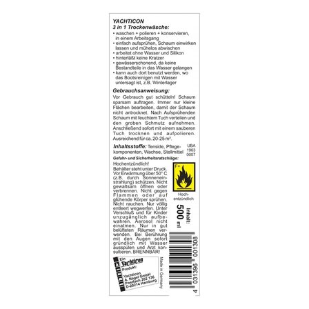 Yachticon - 3'Ü 1 Arada Susuz Kuru Yıkama Ve Parlatıcı (500 Ml): Suya İ̇Htiyaç Duymadan Her Yerde Kusursuz Temizlik Ve Parlaklık!