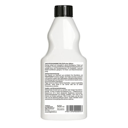 Yachticon - Silikonsuz Marin Parlatıcı Cila (500 ml): Boyamaya Engel Olmayan, Carnauba Wax Destekli Profesyonel Parlaklık!
