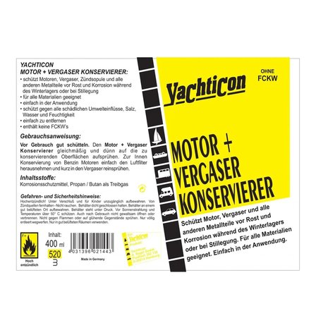 Yachticon - Motor Ve Karbüratör Koruyucu Sprey (400 Ml):  Kış Uykusunda Motorunuz İ̇Çin En Güvenli Zırh!