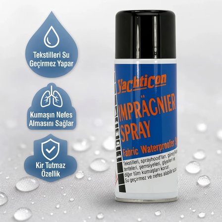Yachticon - Su Geçirmezlik Spreyi (400 ml): Kumaşlarınız İçin Görünmez, Güçlü Bir Su Kalkanı!