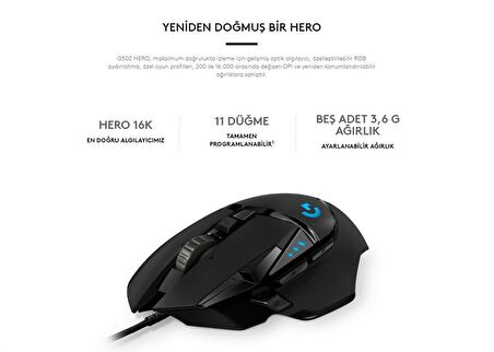 Logitech G G502 HERO High Performance Oyuncu Mouse