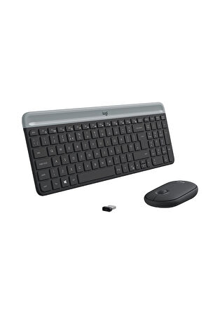 Logitech MK470 Kablosuz İnce İngilizce Q Klavye + Mouse Seti Siyah