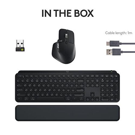 Logitech MX Keys S İngilizce Q Kablosuz Klavye MX Master 3S Kablosuz Mouse Siyah