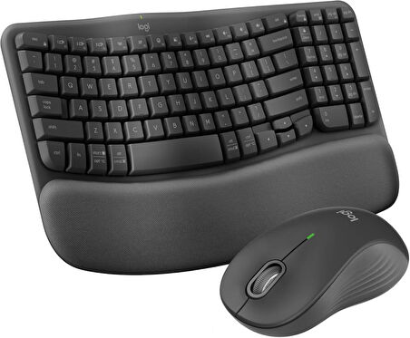 Logitech Wave Keys MK670 Combo M550 L Kablosuz Ergonomik İngilizce Klavye Mouse Seti Siyah