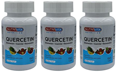 Quercetin 3x60 Tablet Bromelain Aserola Resveratrol Kuersetin