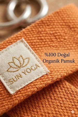 Doğal Organik Pamuk Yoga Kemeri Turuncu 200 CM x 5 CM Yoga Strap Pilates Esneme Kayışı Dayanıklı Tokalı Yoga Bandı