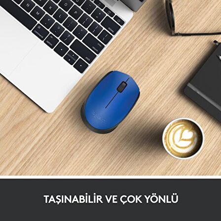 Logitech M171 USB Alıcılı Kablosuz Kompakt Mouse - Mavi
