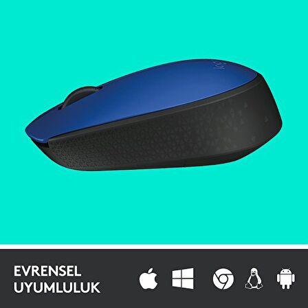 Logitech M171 USB Alıcılı Kablosuz Kompakt Mouse - Mavi