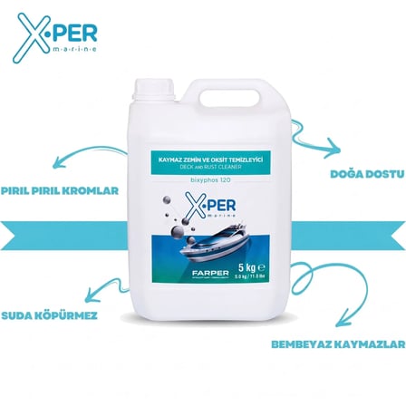 x-per marine - kaymaz zemin ve oksit temizleyici bixyphos 120 (5 l):  formülle güverte ve kromlarda kusursuz temizlik!