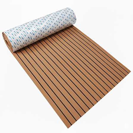 240 x 120 cm EVA Suni Teak (Tik) Deck 3M Bantlı Tekne, Yat, Havuz Kenarı ve Karavan için Zemin Kaplaması