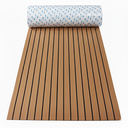 240 x 120 cm EVA Suni Teak (Tik) Deck 3M Bantlı Tekne, Yat, Havuz Kenarı ve Karavan için Zemin Kaplaması