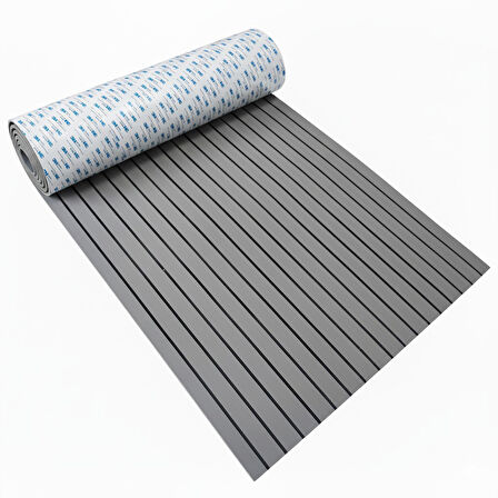 240 X 120 CM GRİ RENK EVA SUNİ TEAK (TİK) DECK 3M BANTLI TEKNE, YAT, HAVUZ KENARI VE KARAVAN İÇİN ZEMİN KAPLAMASI
