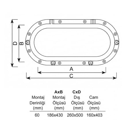 Sealux - Oval Lumboz ABS Plastik Beyaz (50x26cm): Füme Temperlenli Cam Estetiği ve Maksimum Sızdırmazlık Güvencesi!