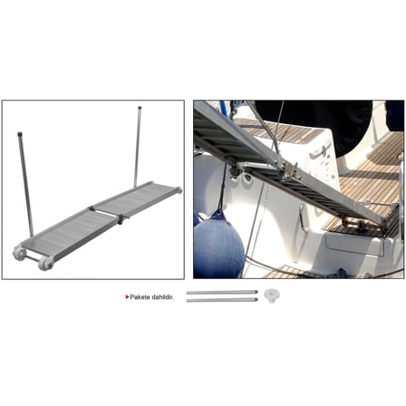 Sealux Tip 2-2K Pasarella Ahşap Basamaklı - 200x40 cm - 13 kg (Geniş Katlanır Seri) - Montaj Ayağı ve Tutamak Dahil