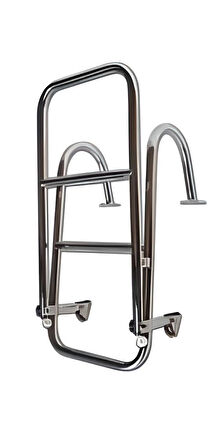 TEKNE MERDİVENİ KATLANABİLİR 2+1 KROM TUTAMAKLI 80cm