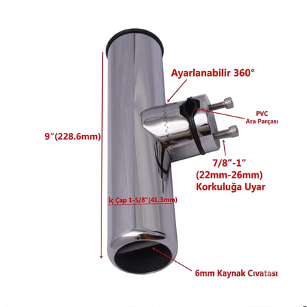 Sealux - Kamış Yuvası Mafsallı Hareketli Vardavela Montajlı (14mm - 30mm) Paslanmaz