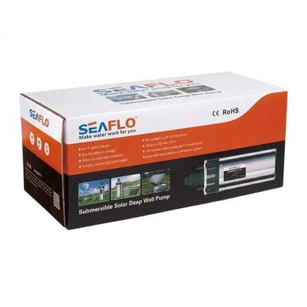 seaflo solar dalgıç kuyu pompası 24v 8a dc - çap ø: 98 mm hortum çıkışı ø: 13.8mm - elektrik hattı olmadan güneşin gücüyle kesintisiz su