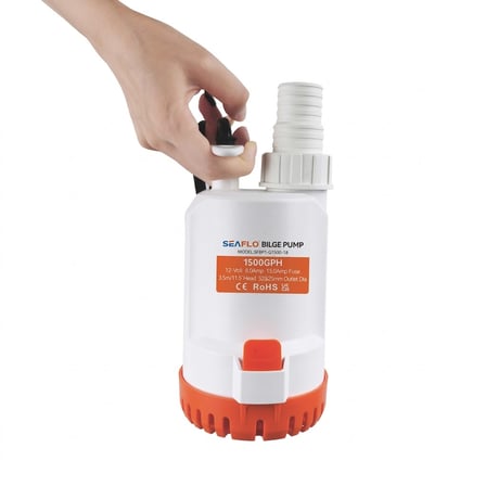 SEAFLO Taşınabilir Kullanışlı Dalgıç Manuel Sintine Pompası 2000 GPH 12V  - Hortum Çıkışı Ø: 1-1/8'' ve 1-1/4'' (29mm, 32mm)