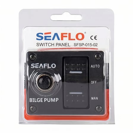 Seaflo Sintine Pompası Kontrol Paneli 12V 15A - 3 Pozisyonlu Kontrol Siyah Plastik Panel (Manuel - Off - Otomatik)